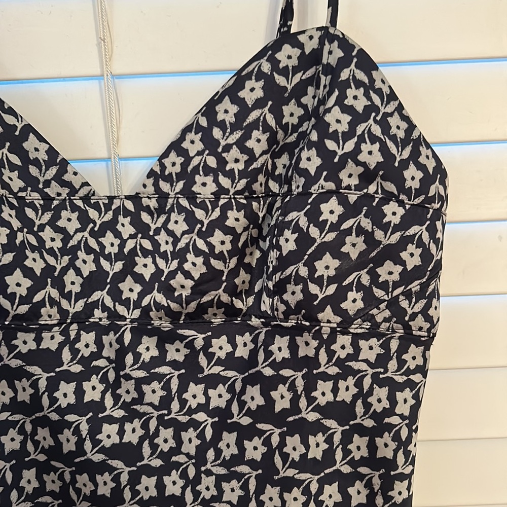 Blue and white with flowers free people silk mini dress - Picture 4 of 4